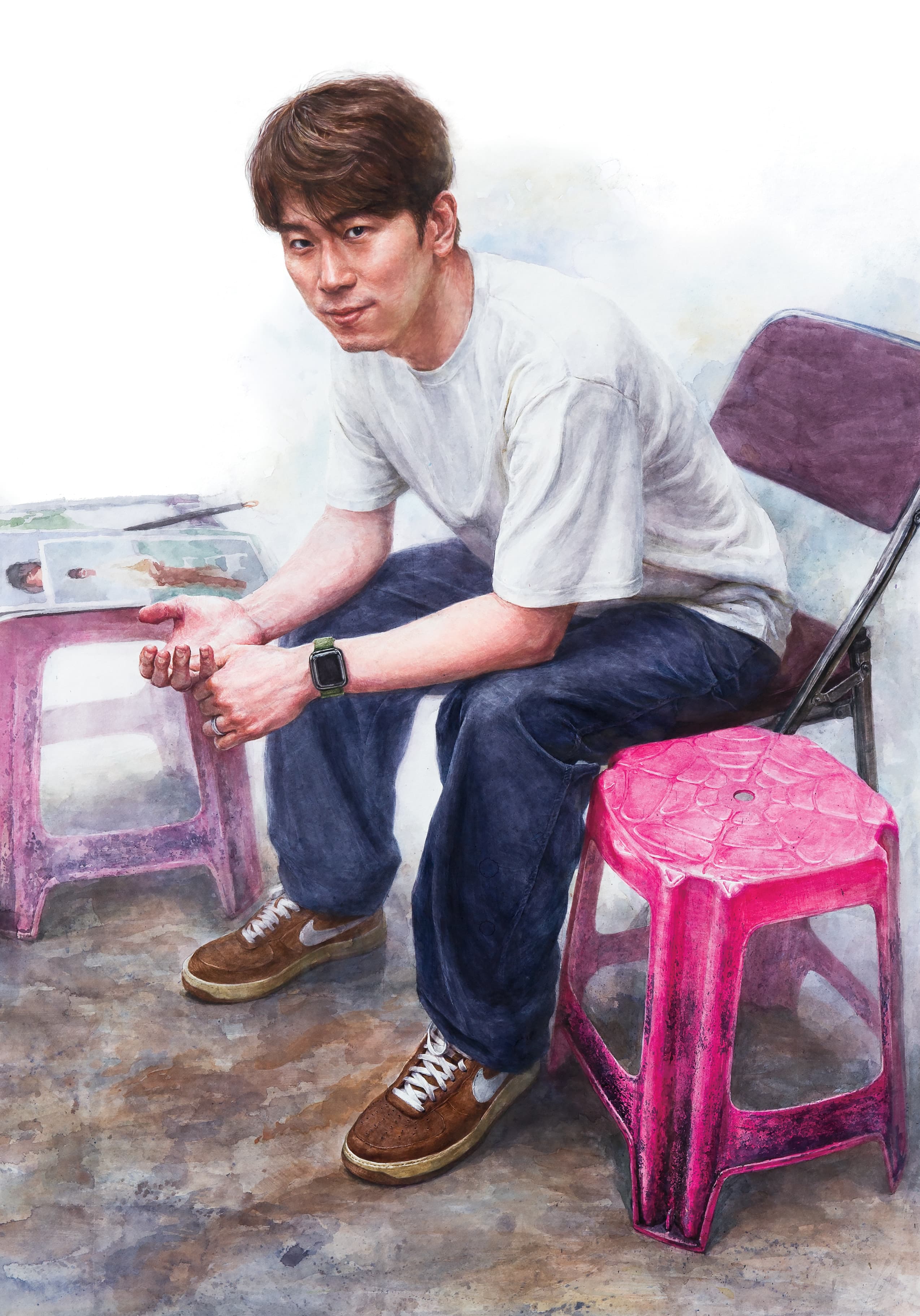 미대입시반 학생 인물 수채화 작품 2번 - 인체수채화